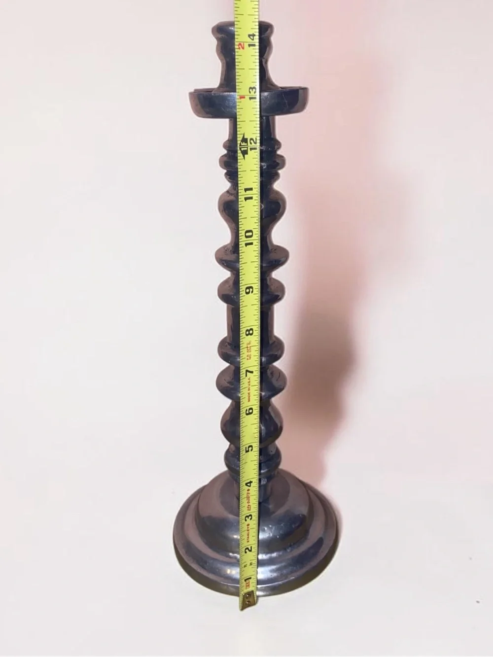 Vintage Baluster Tall Candlestick Heavy Metal Silver (Tone) Candle Holder 14” - Picture 9 of 9